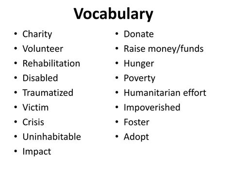 Charity Vocabulary .